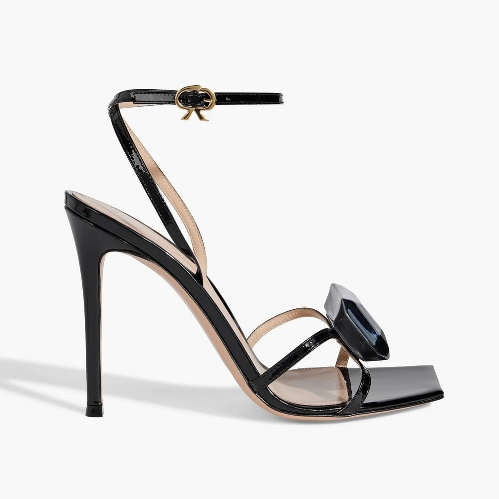GIANVITO ROSSI Jaipur crystal-embellished patent-leather sandals Heels 37